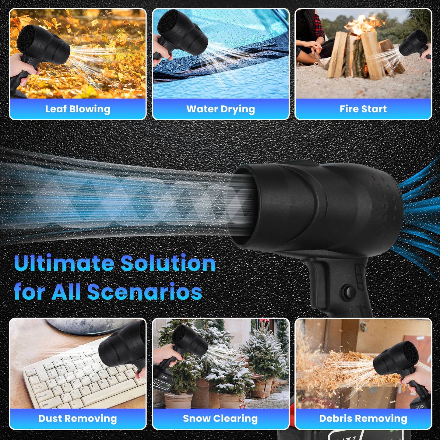 Cordless Leaf Blower 130000RPM, 2x 3Ah Batteries, Portable Garden Tool