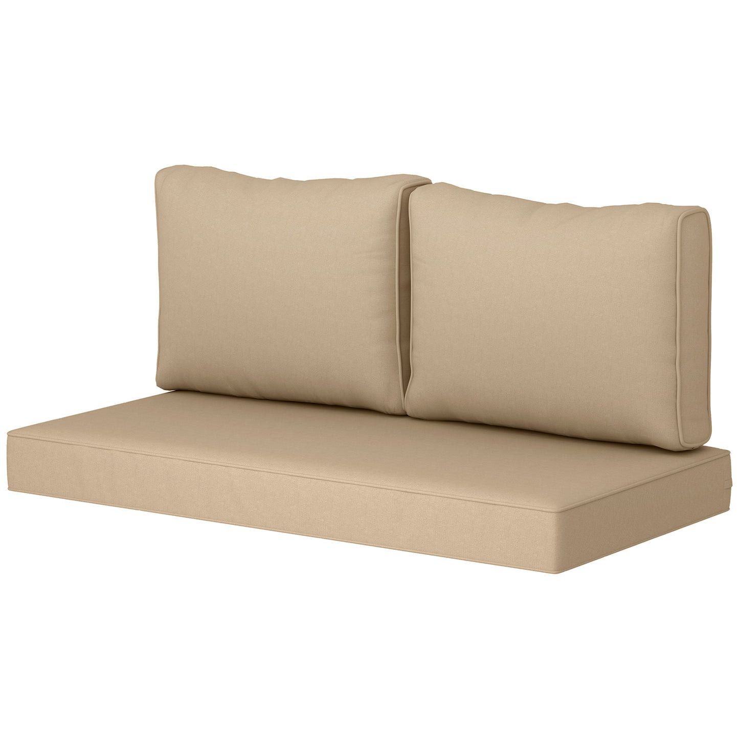 Beige Outdoor Loveseat Cushion Set - 3-Piece Thick Replacement Cushions