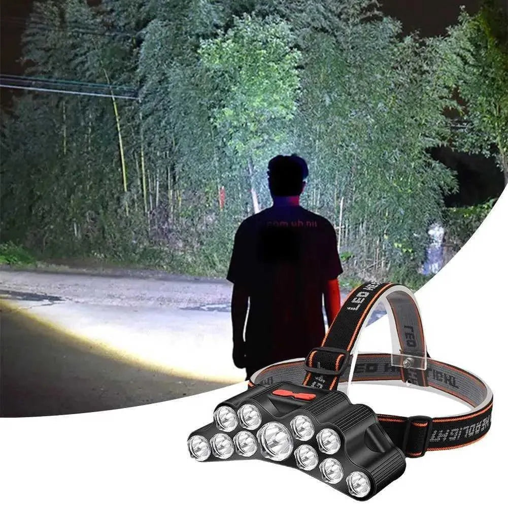 11 LED USB Rechargeable Flashlight - Built-in 18650 Battery