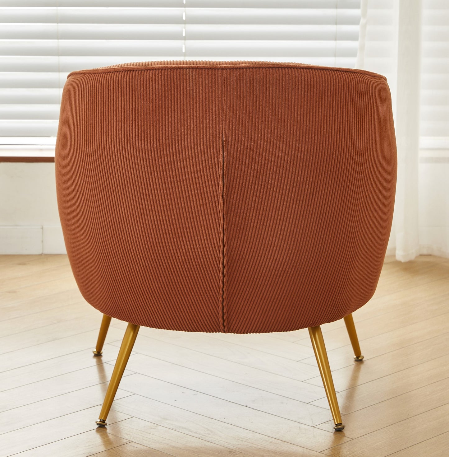 Corduroy Accent Chair With Gold Metal Legs, Modern Upholstered