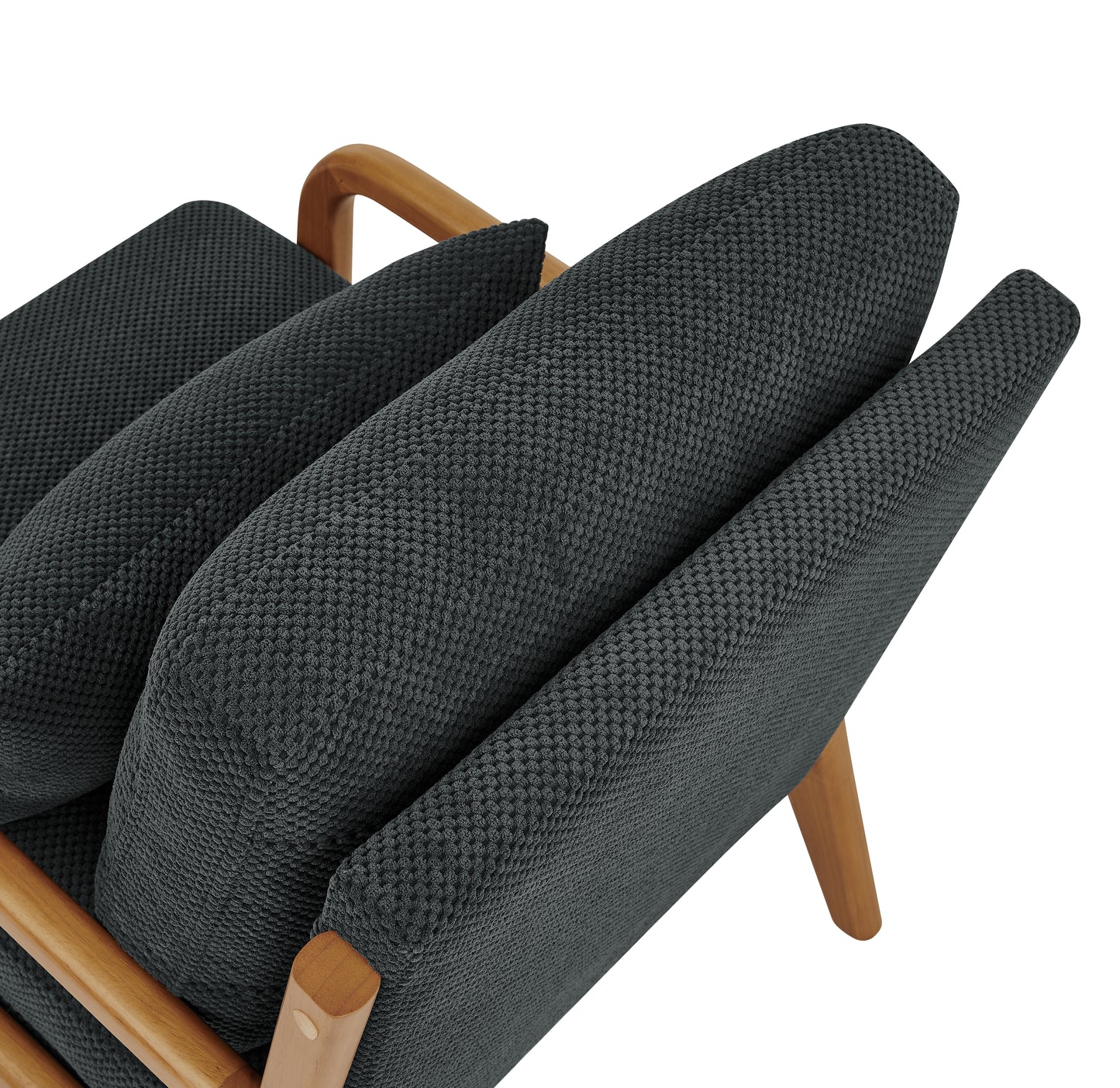 Mid-Century Modern Wooden Lounge Chair - Dark Gray Fabric