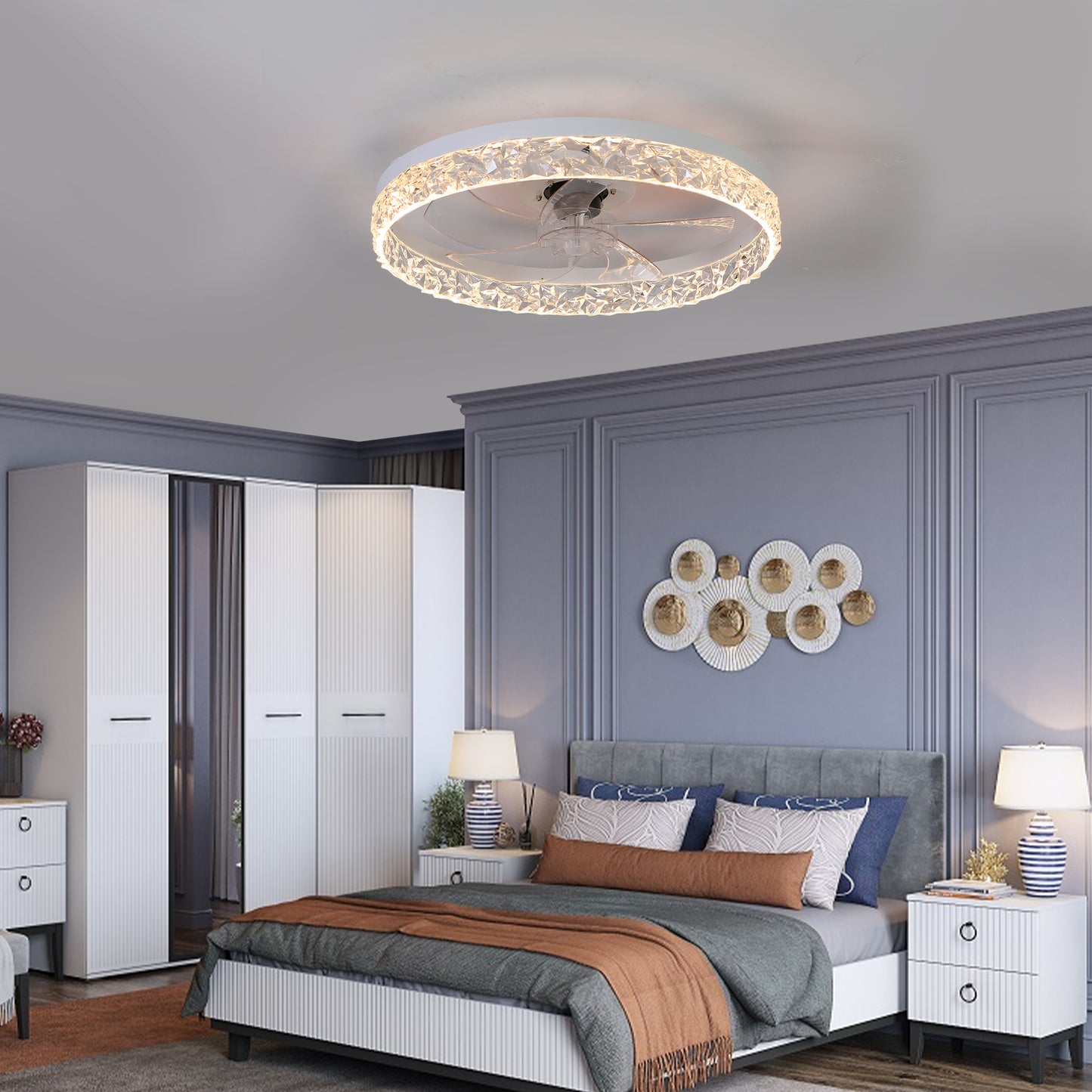 Dimmable LED Ceiling Fan Light with Remote Control - Modern Design