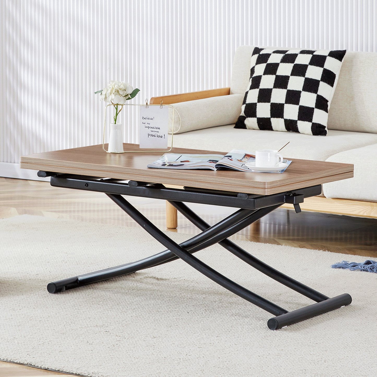 Modern Minimalist Multifunctional Lifting Table, With A 0.8-inch Wood