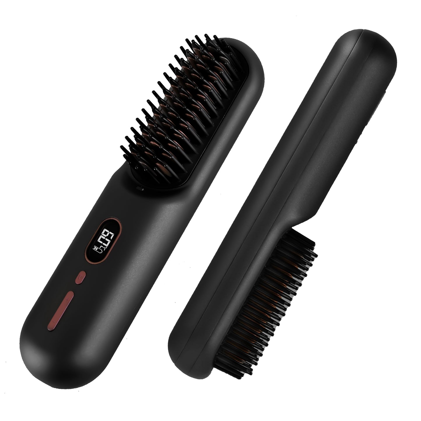 Cordless Negative Ion Hair Straightener Brush - Portable Rechargeable Comb