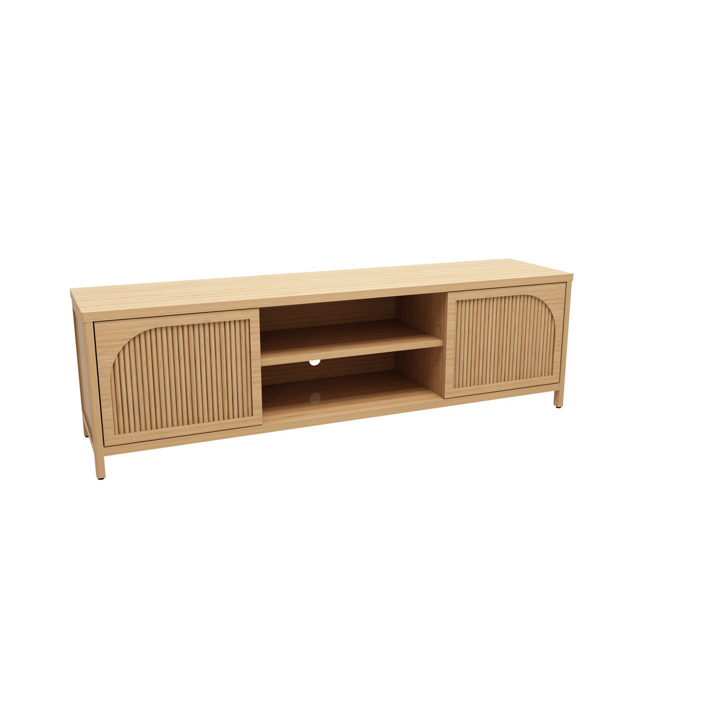 Bamboo TV Cabinet with 2-Tier Shelves - Natural