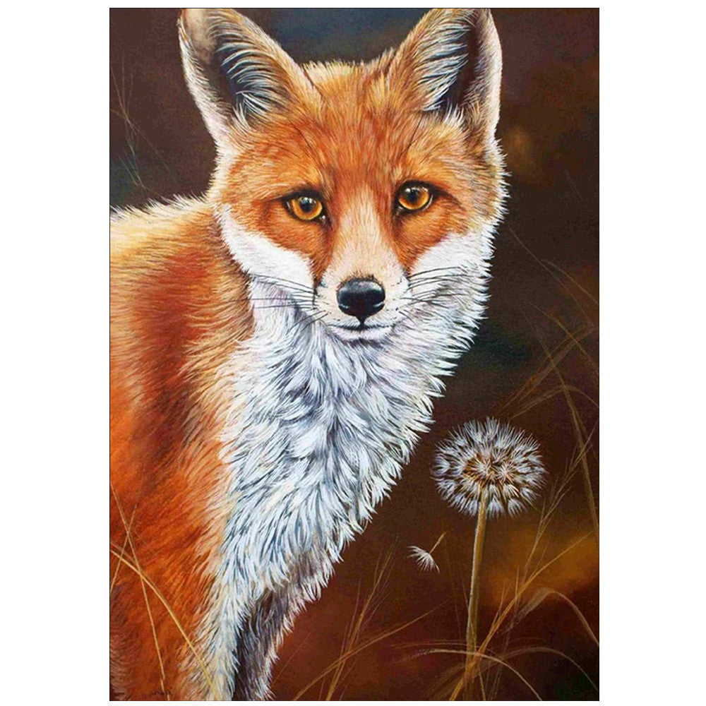 Diamond Painting Animal Fox Leaf Mosaic Kit - Round & Multi-Size Options