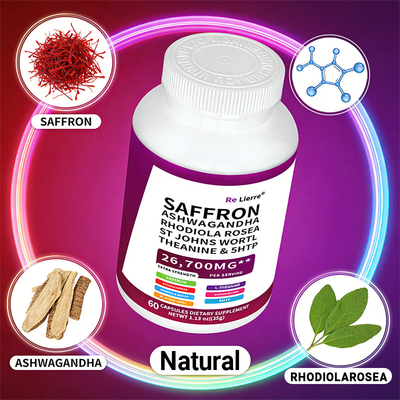 Saffron & Ashwagandha Herbal Supplement - 60 Capsules Extra Strength