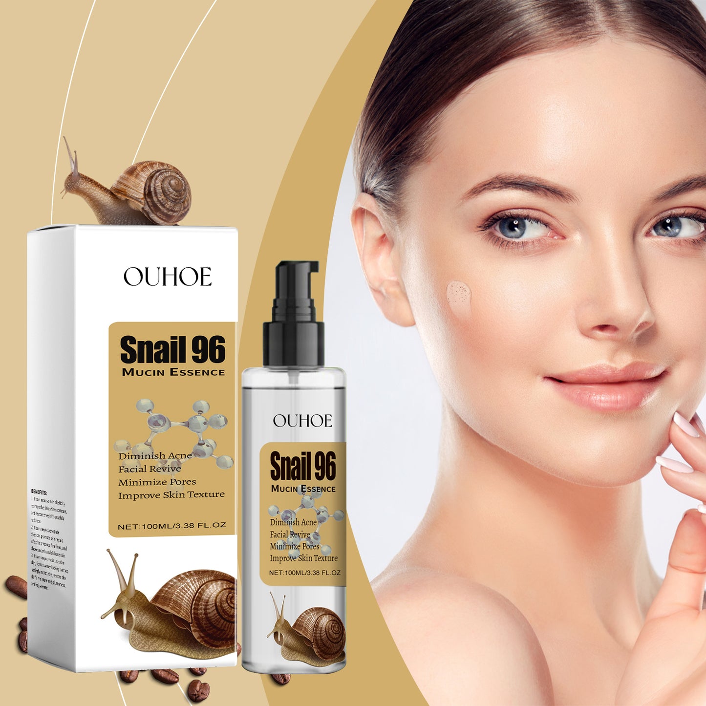 Snail Mucin Brightening Facial Essence - 100ml Hydrating & Firming Serum