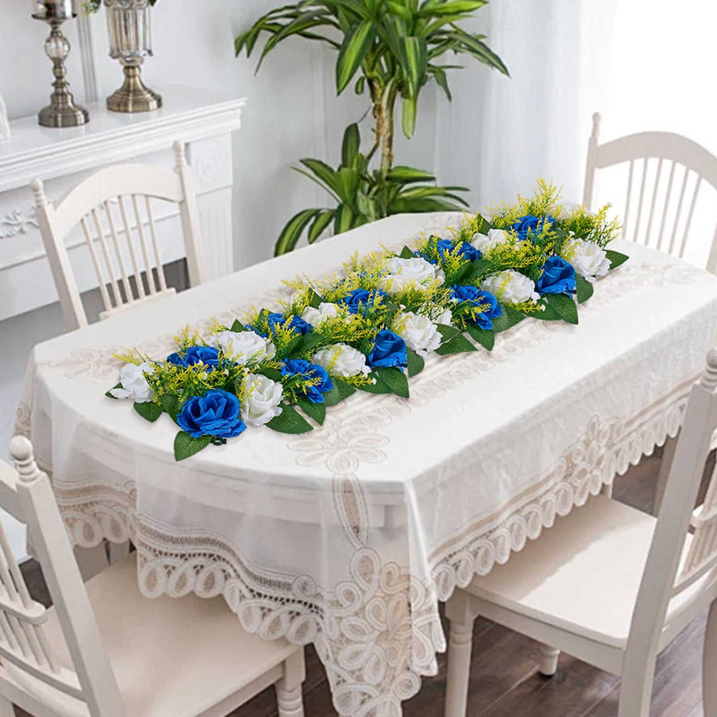 Blue and White Flower Balls for Wedding Centerpieces - 10PCS Faux Flower Arrangements