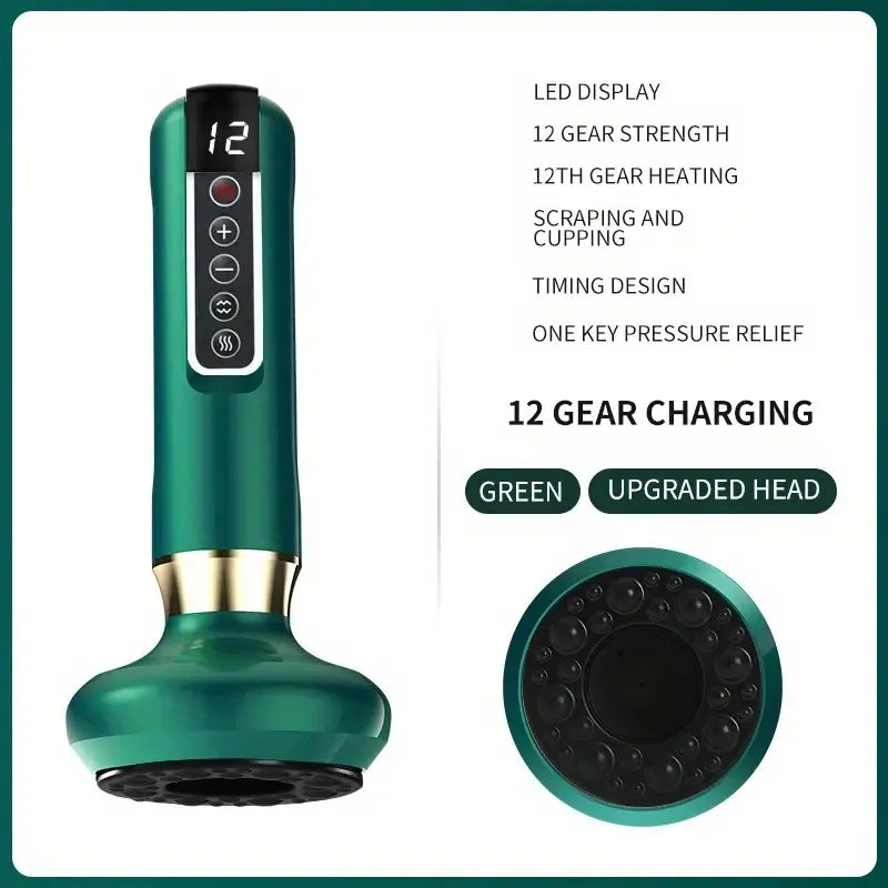 Cupping Massager with 12-Level Body Scraping Tool - Rechargeable Hand Tool