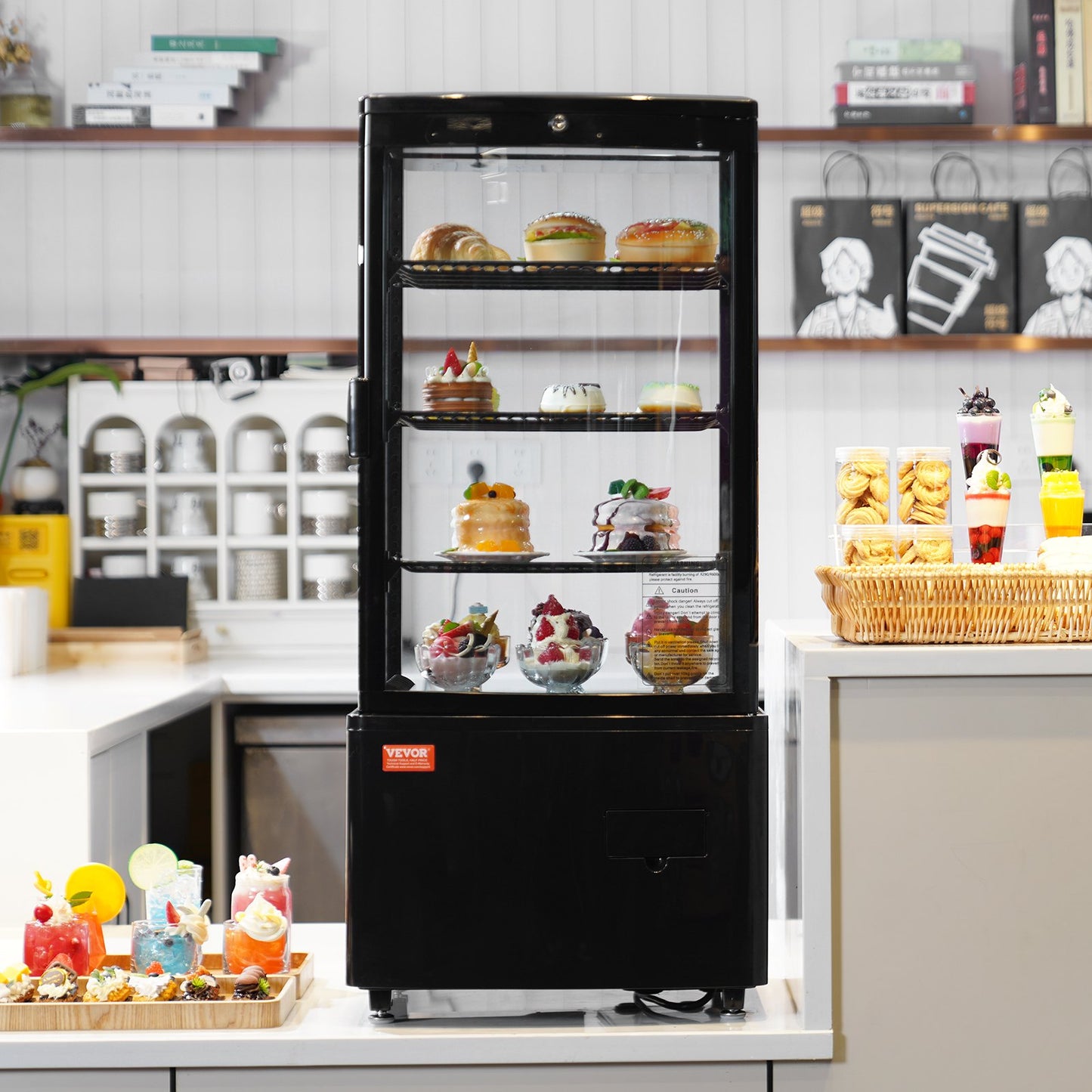 Countertop Refrigerated Display Case 3 Cu.Ft. Bakery Showcase with LED Lighting