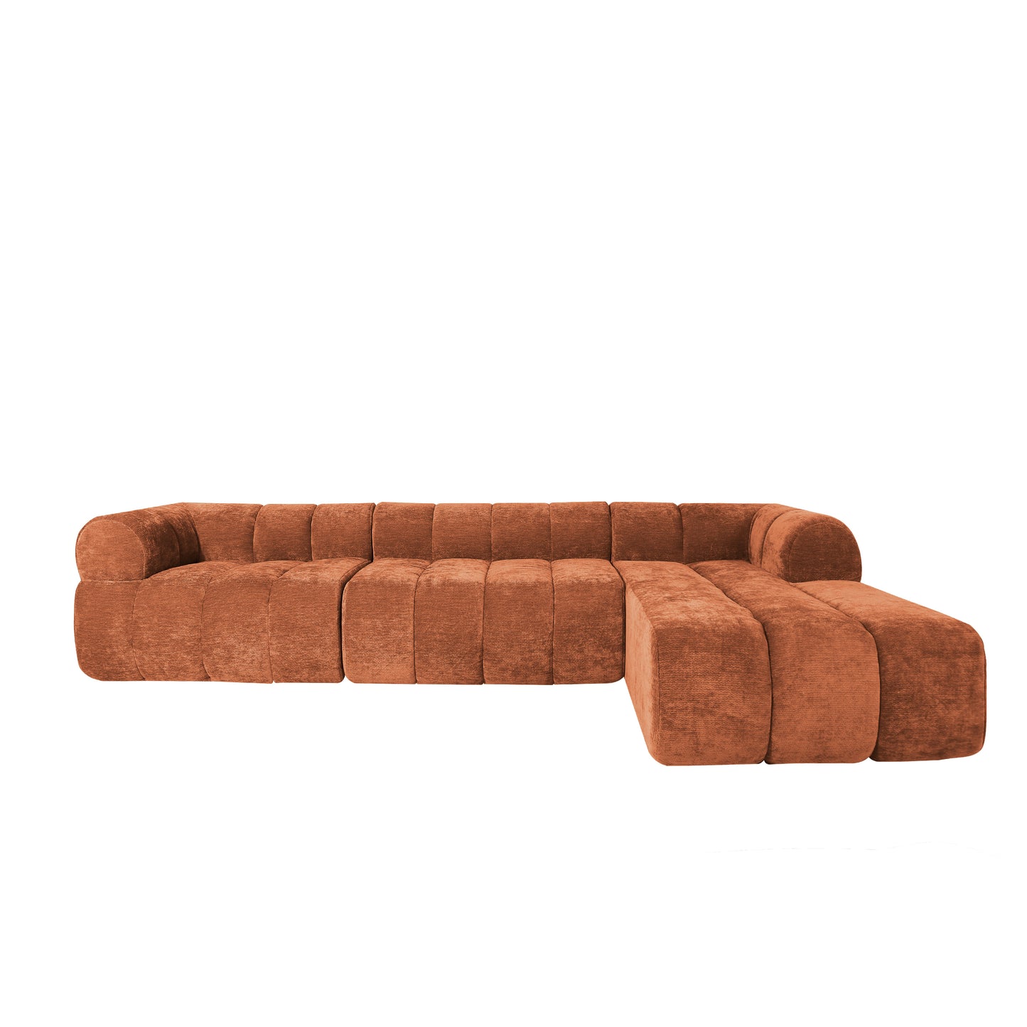 L-Shaped Sectional Sofa - 122" Orange Foam, 2-Piece Set