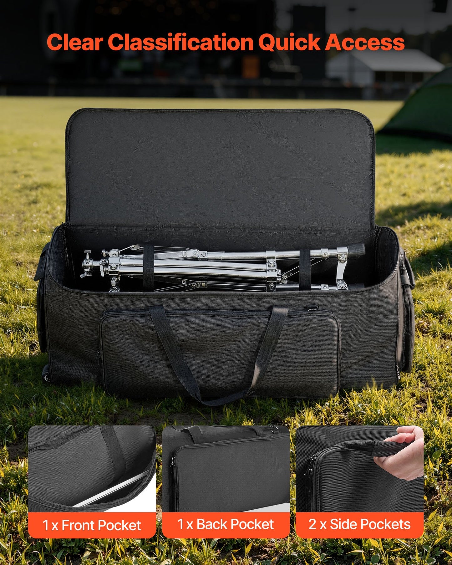 Wheeled Drum Hardware Bag 1680D Carrying Case for Drum Stands & Accessories