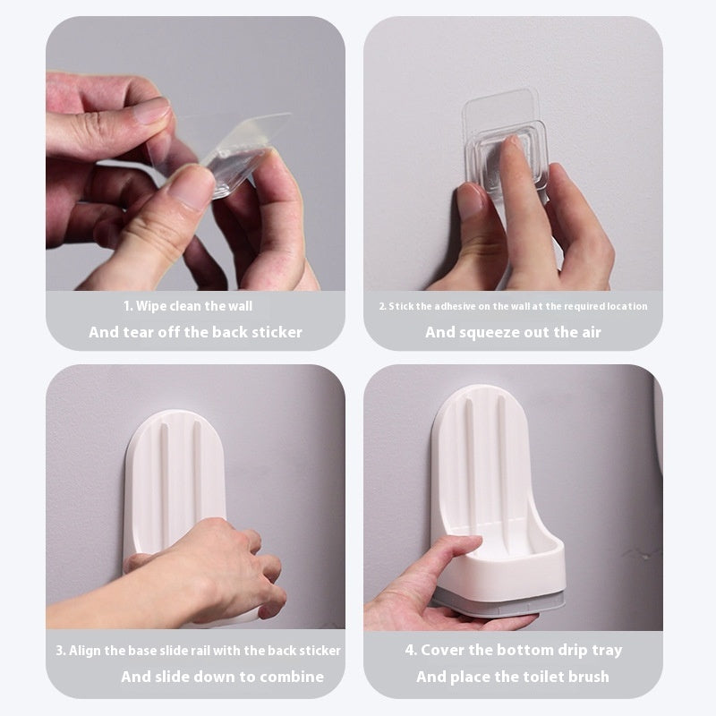 Long Handle Detachable Toilet Brush with Base - Flexible No Dead Angle Cleaner