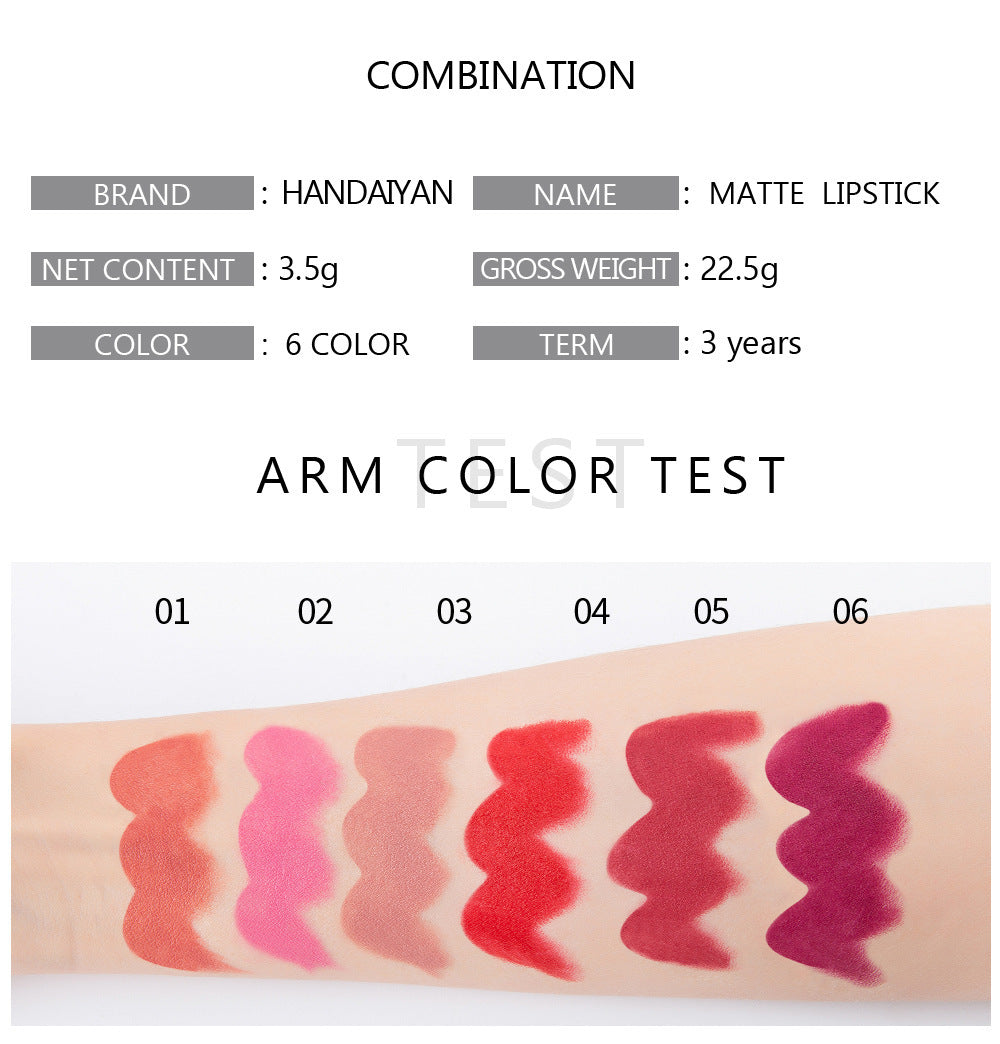 Waterproof Nude Matte Lipstick Set - Durable, 6 Colors for Lip Makeup