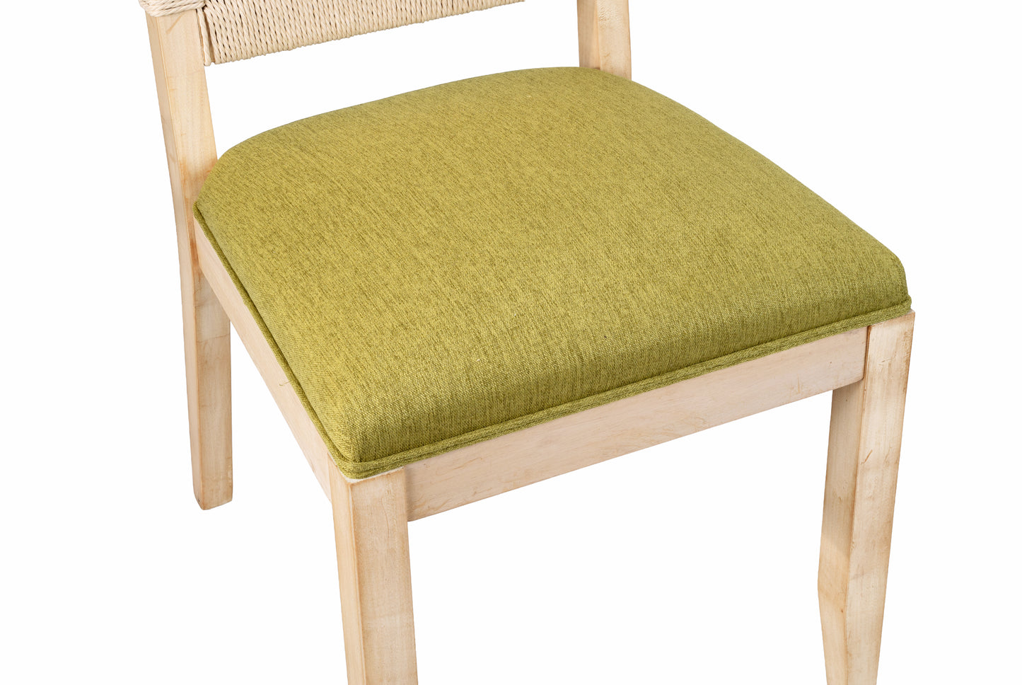 Olive Green Dining Chairs Set of 2 - Woven Back & Linen Seat