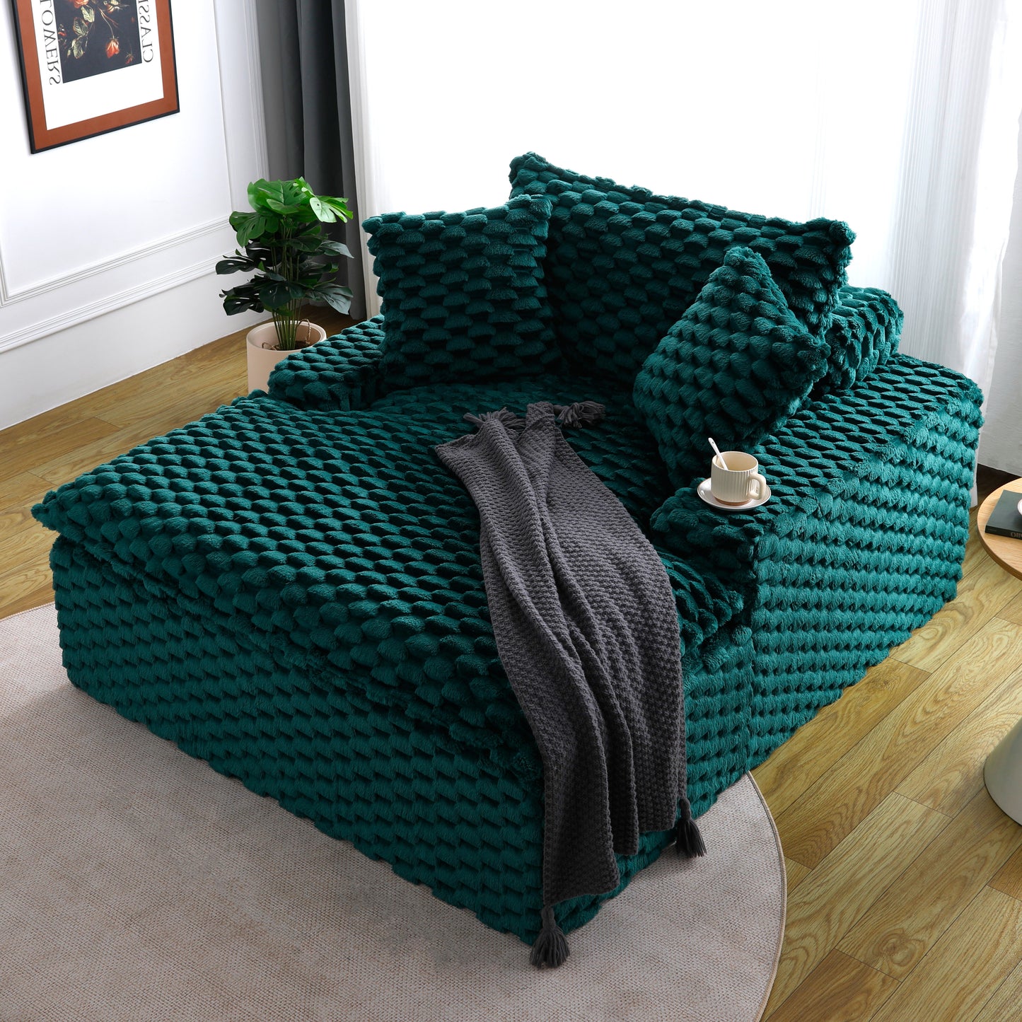 51-Inch Comfort Sofa with Backrest & Pillows - Green
