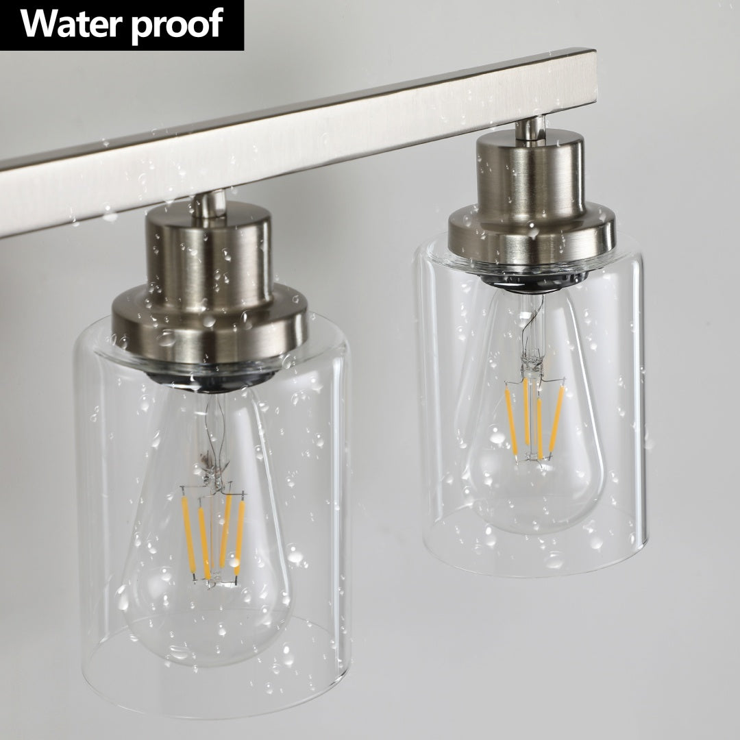 Brushed Nickel Bathroom Vanity Light Fixture with Clear Glass Shade