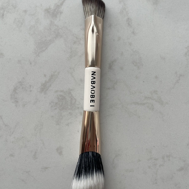 Double-Ended Blush and Contour Makeup Brush - Soft Fiber Bristles