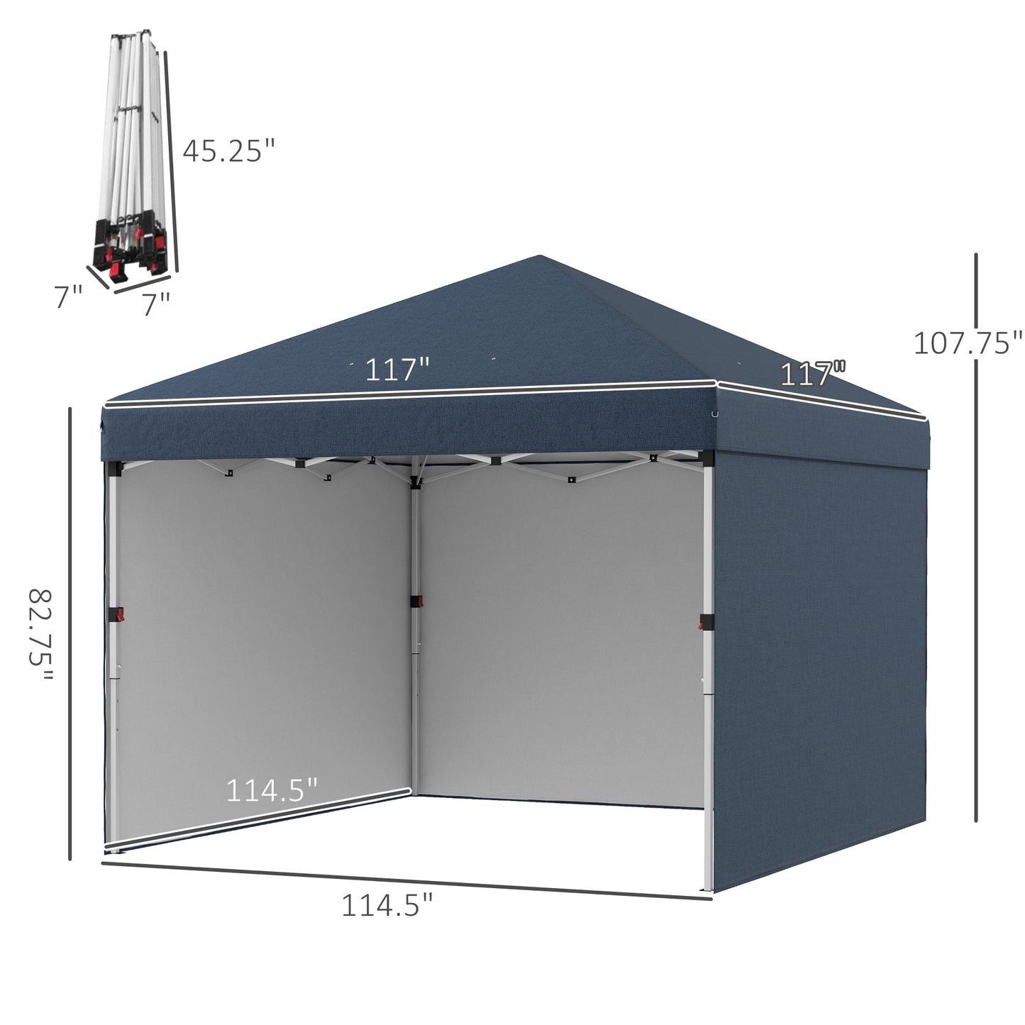 10x10 Pop Up Canopy Tent with Sidewalls & Carry Bag - Navy