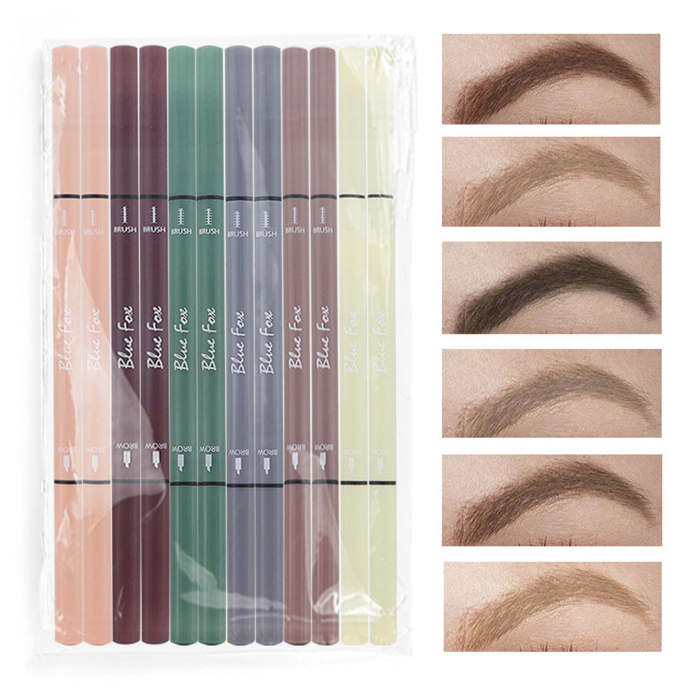 Double-Headed Eyeliner and Eyebrow Pencil Set - Rotatable, Multi-Color