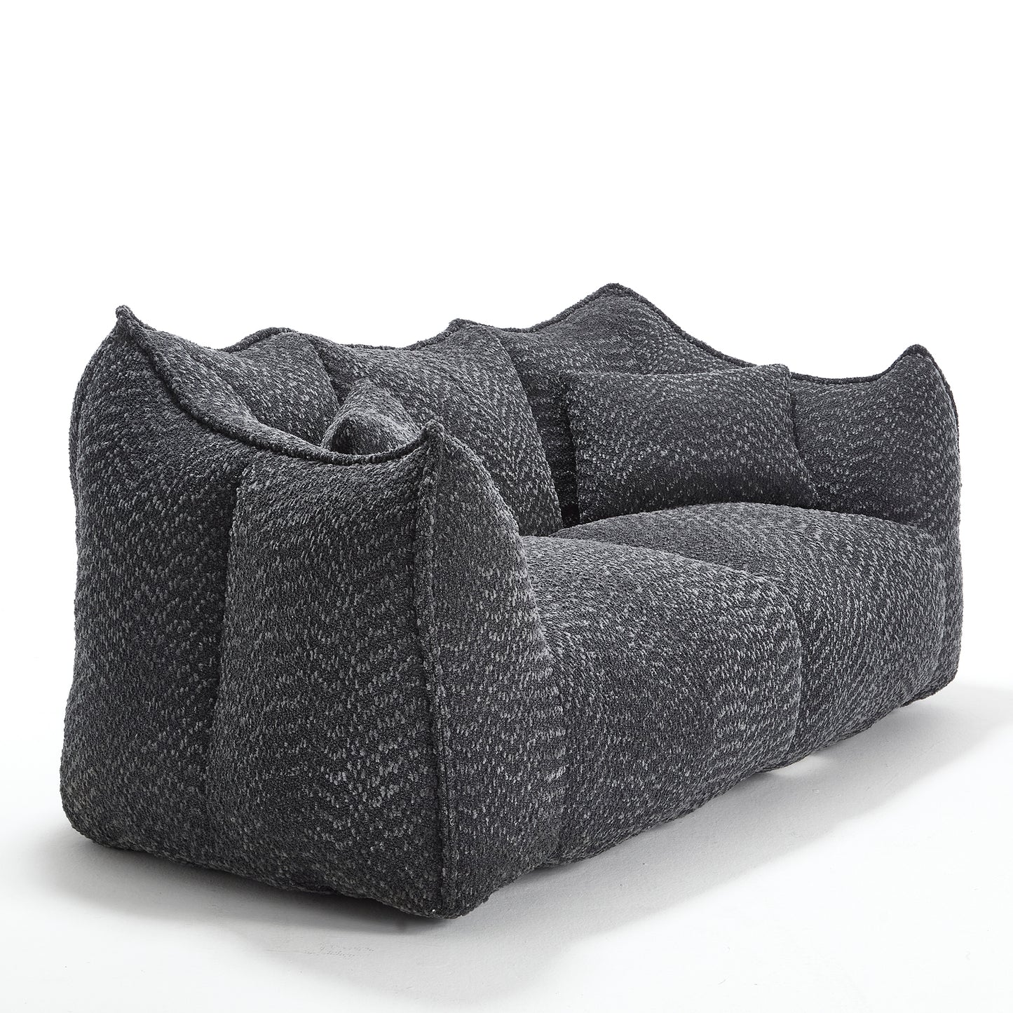 Comfortable Square Beanbag Chair for Two - Black Chenille