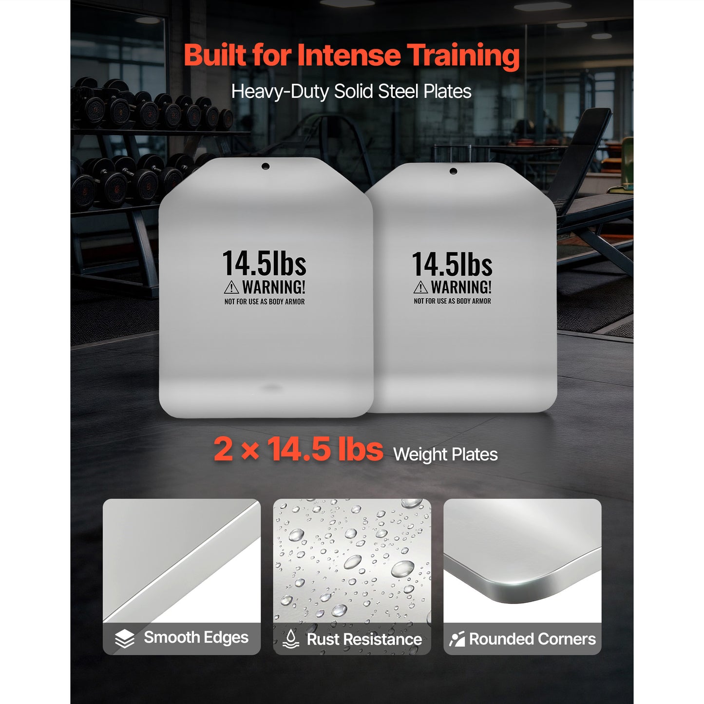 14.5 LB Curved Steel Weight Plate Set for Strength Training and Fitness