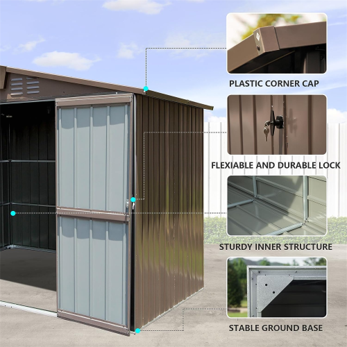 Outdoor Metal Storage Shed 8.2' x 6.2' with Double Lockable Doors & Air Vents