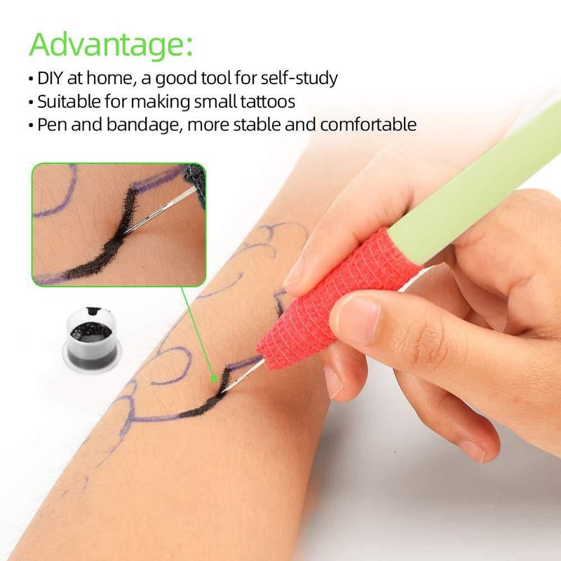 Hand Poke Tattoo Pen Kit with Ink & Needles