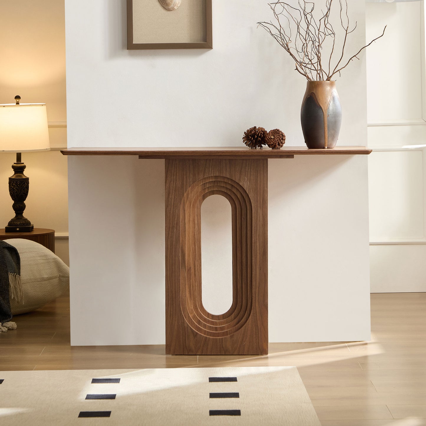 Modern Walnut Console Table - 47.24 Inch Narrow Entryway Table