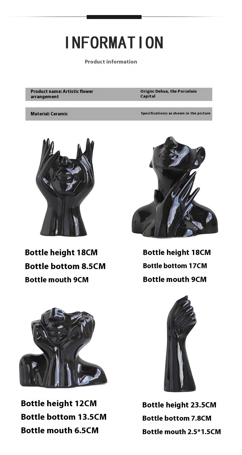 Black Ceramic Vase - European Style Home Decor Ornament