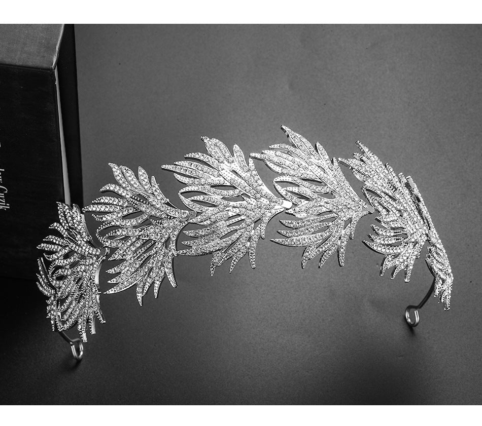 Palace Wedding Crown Headpiece - White Crystal