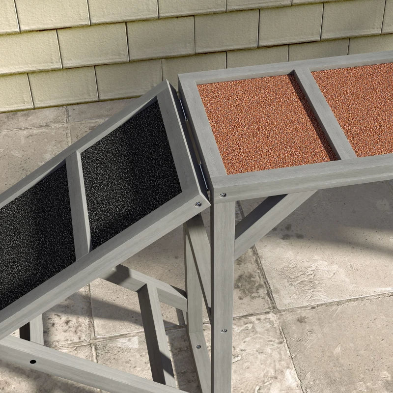 Dog Agility Ramp with Safety Bar Non-Slip Surface for Training - Gray