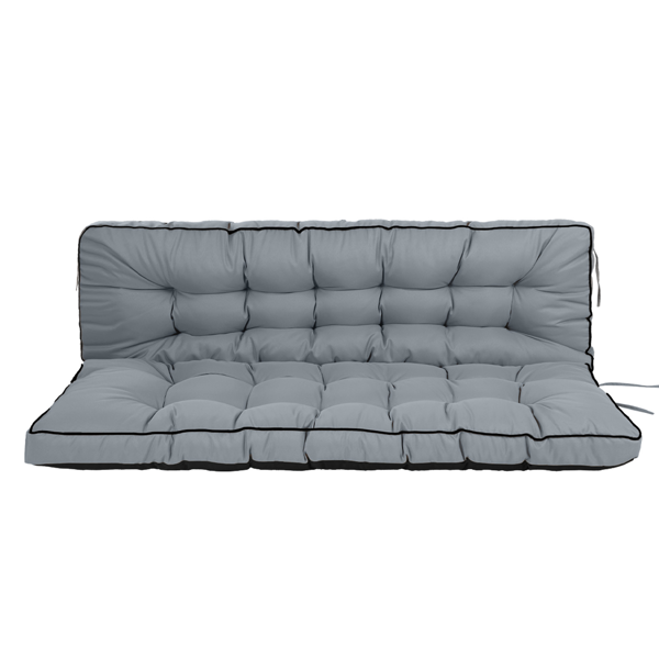 Waterproof 70-Inch Outdoor Swing Cushion with Backrest and Ties - Light Grey
