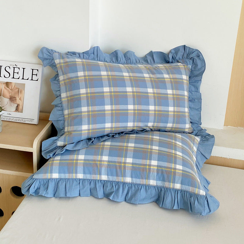 Washed Cotton Lace Pillowcase - Elegant Bedding Cover for Home Decor