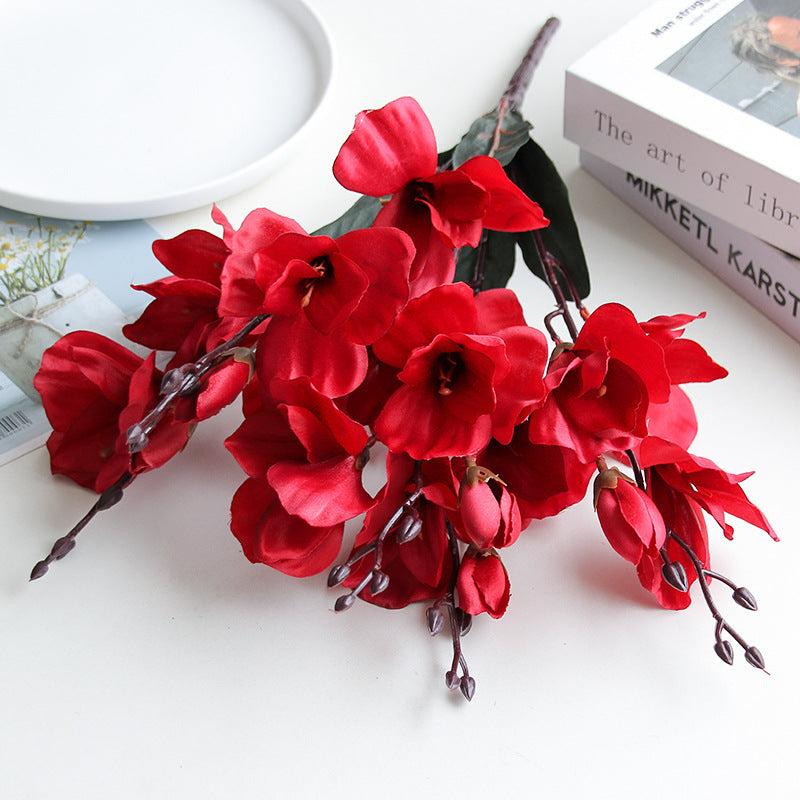 Artificial Magnolia Flower Bouquet - Fake Home Decor Flowers for Indoor & Photography