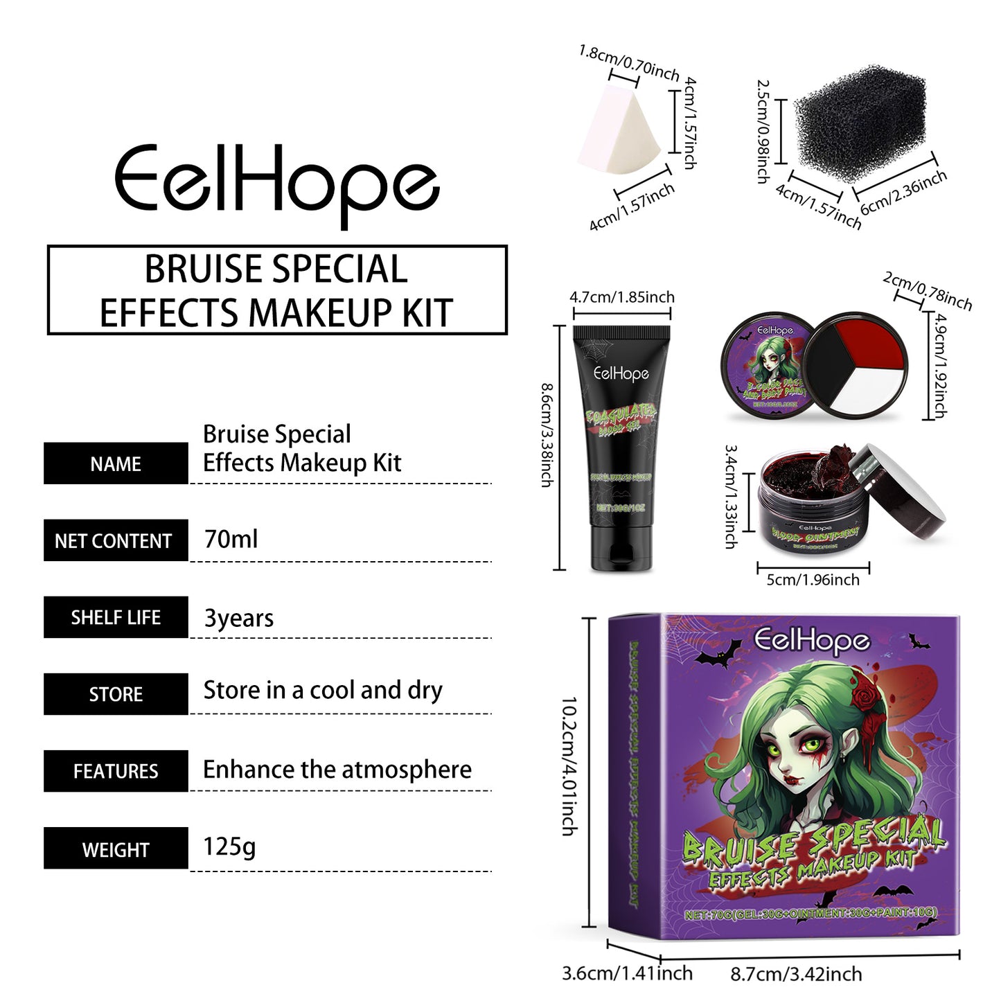 Halloween SFX Makeup Kit - Vampire & Zombie Bruise and Blood FX Set