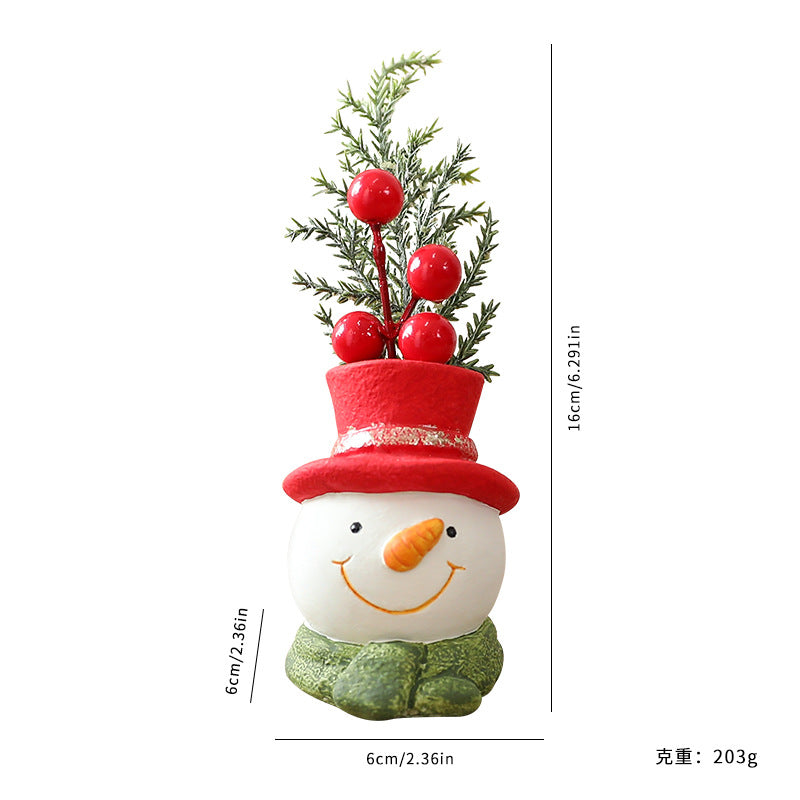 Resin Christmas Holiday Ornaments - Santa Claus Snowman Bear Faceless Old Man Set