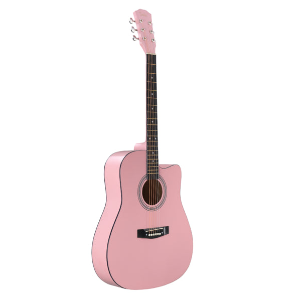 41-Inch Pink Dreadnought Acoustic Guitar with Accessories