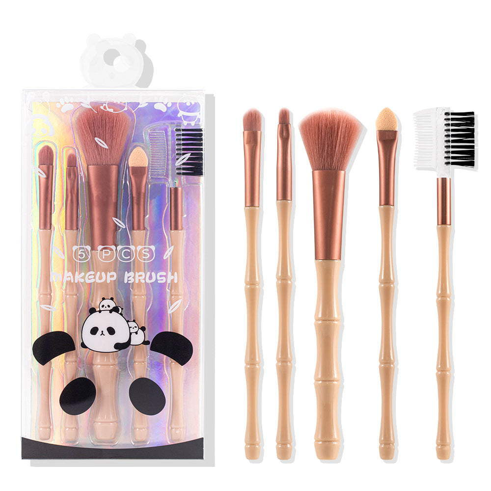 Portable Makeup Brush Set - 5 Nylon Brushes for Face & Eye Makeup