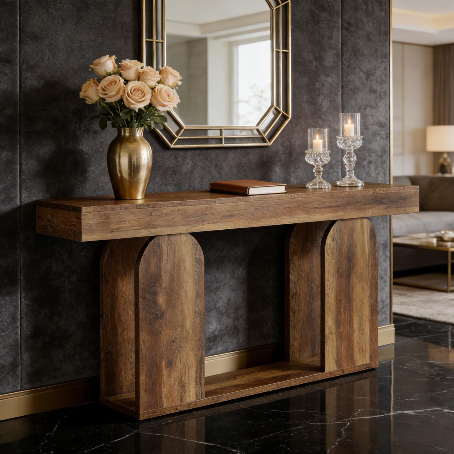 Rustic Brown Console Table - Versatile Hallway & Sofa Table