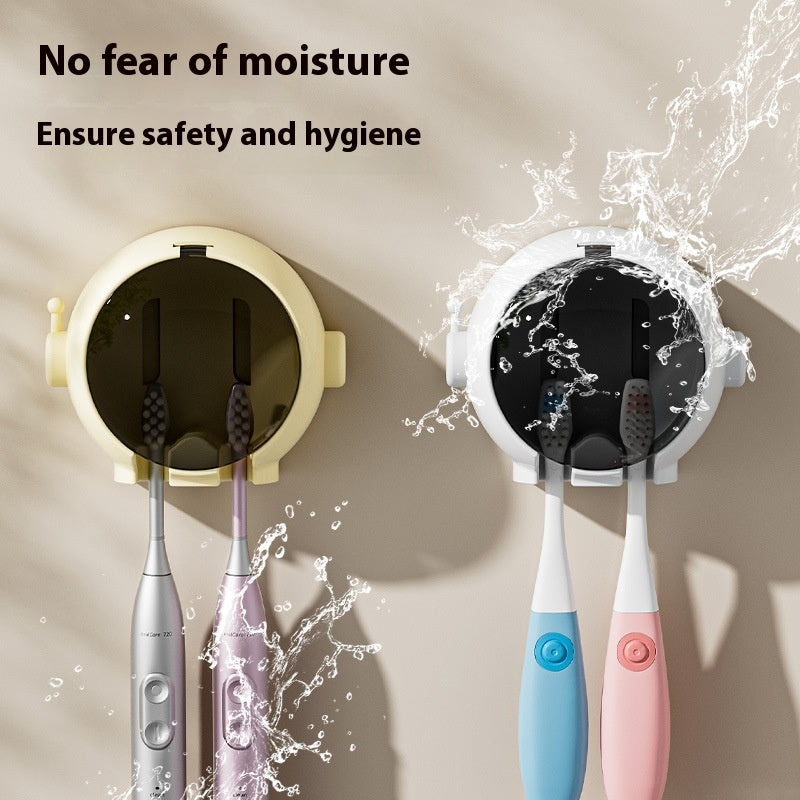 Bathroom Wall-Mounted Toothbrush Holder Punch-Free Space-Saving Storage