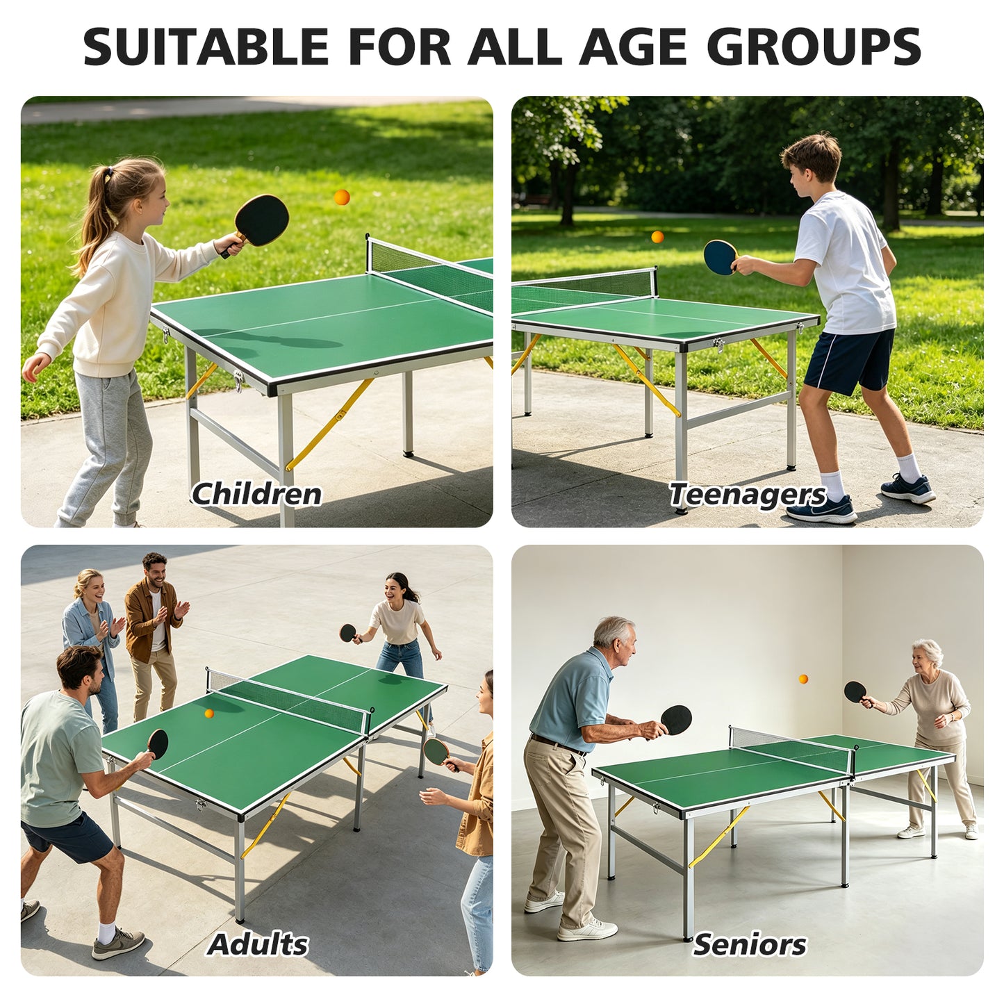 6FT Foldable Table Tennis Table Set - Green with Net, Paddles & Balls