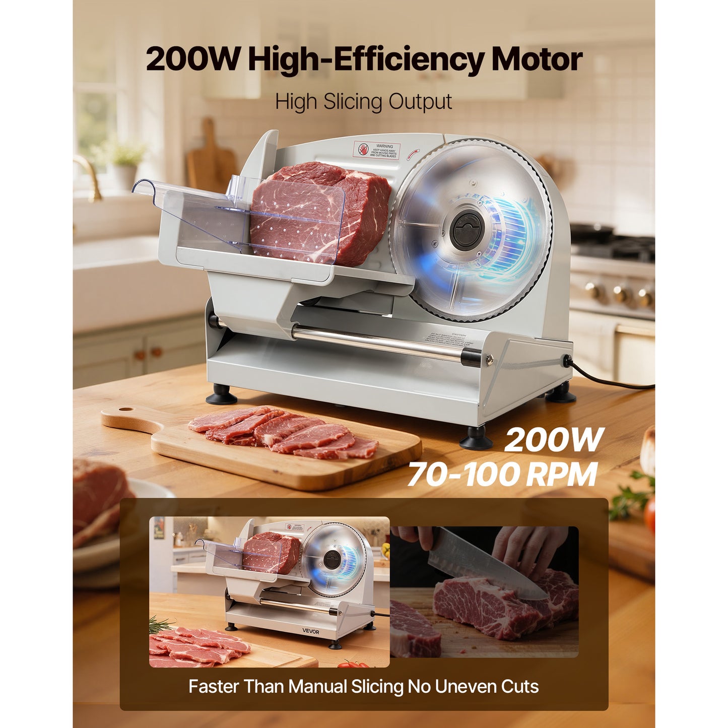 Electric Deli Meat Slicer 7.5 Inch Food Slicer with Adjustable Thickness 200W