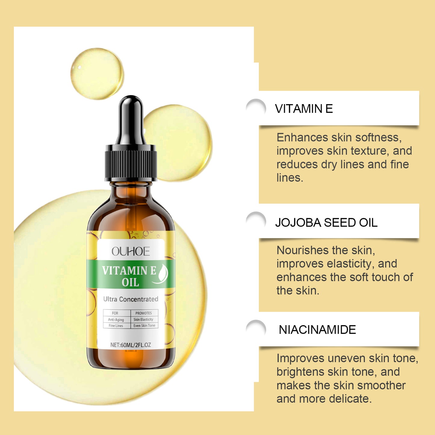 Vitamin E Essential Oil for Skin - Moisturizing Body & Face Treatment 60ml