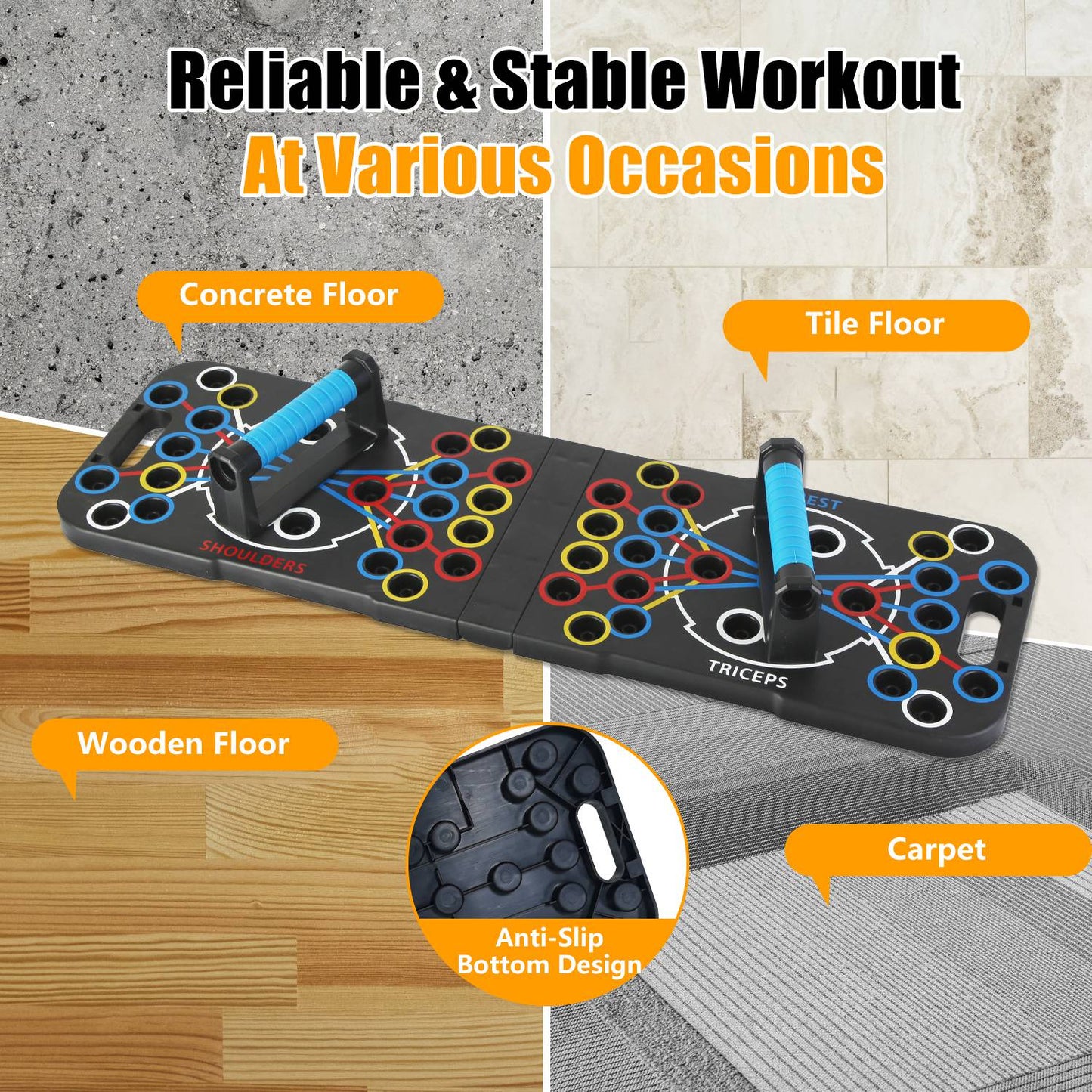 Multifunctional Push Up Board with 15 Fitness Accessories - Black