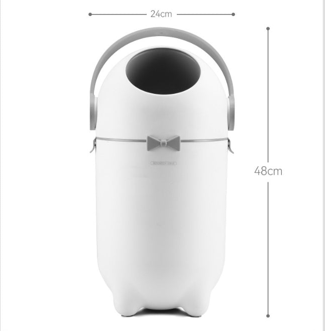 Baby-Sealed Plastic Trash Can - 12L Odor-Proof Baby Waste Bin, White