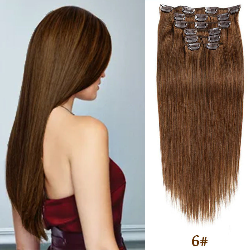 Clip-in Human Hair Extensions 14 Inches 70g Seven-Piece Set for All Hair Types