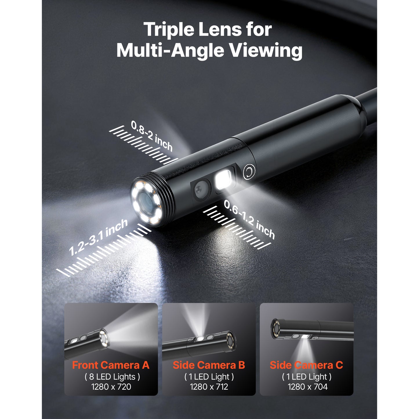 HD Endoscope Camera with 4.5-Inch IPS Screen Waterproof Inspection Snake Camera for Automotive Plumbing