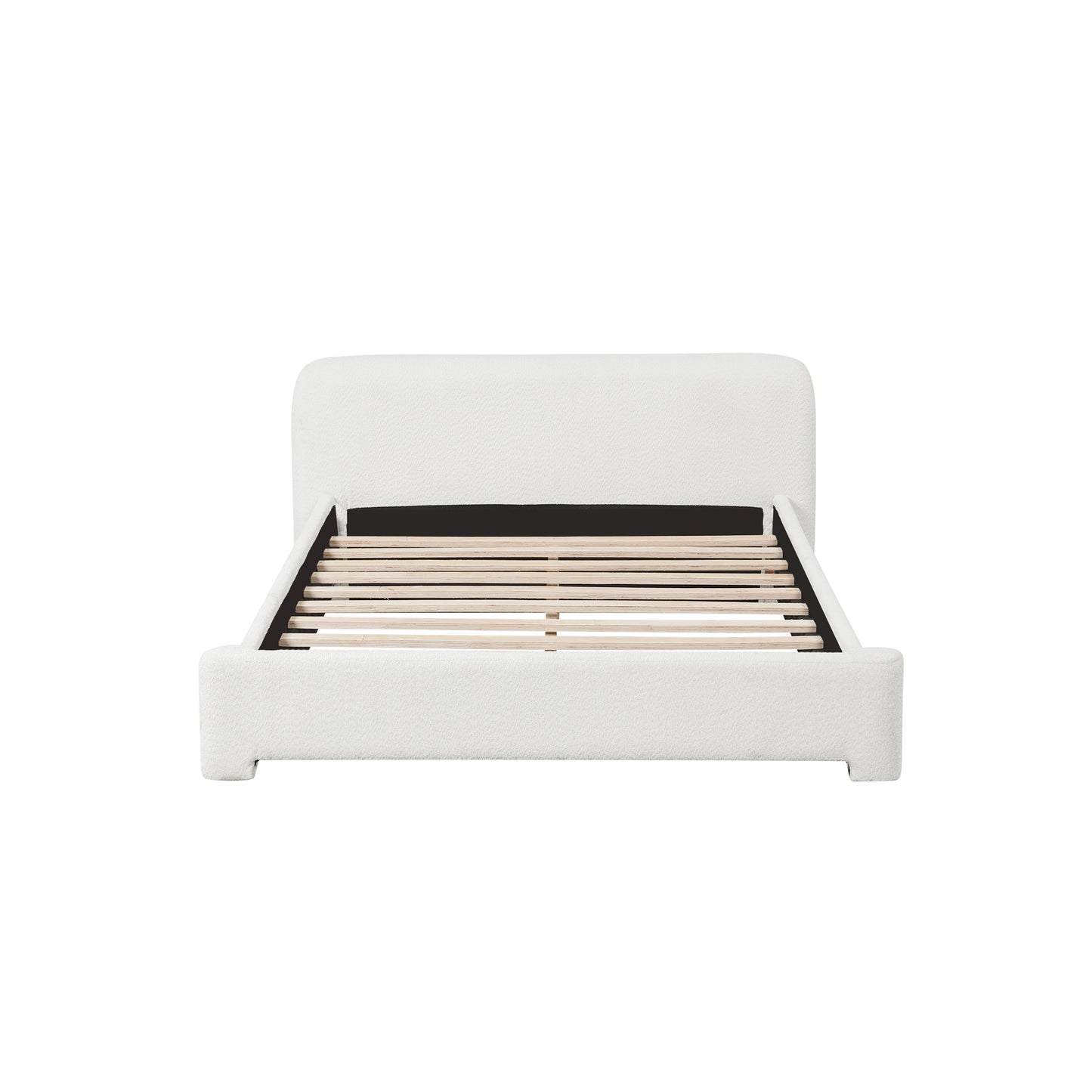 Cozy White Boucle Upholstered Bed - Full Size